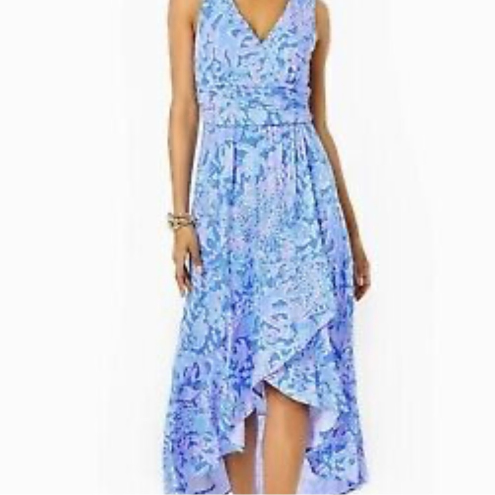 New Lillly Pulitzer Moana - High-Low Wrap Maxi Sleeveless Dress Size Large NWT - Picture 2 of 12